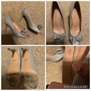 Elegant Silver Bow Heels